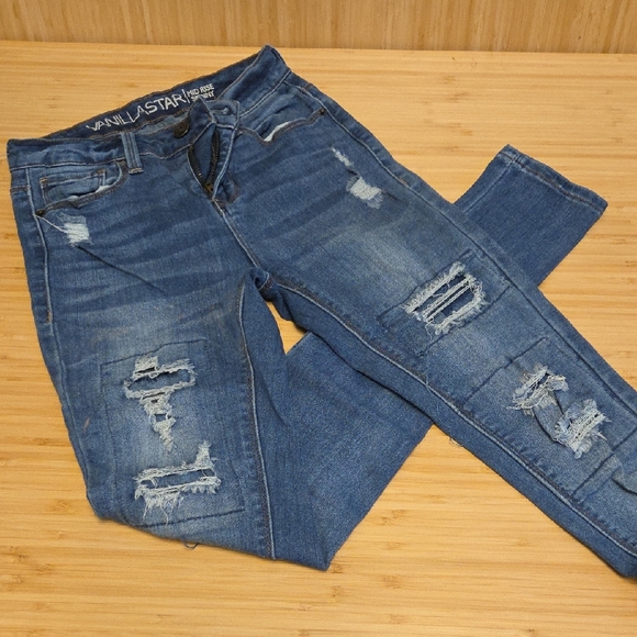 Vanilla Star Classic Blue Ripped Skinny Jeans - Picture 1 of 8